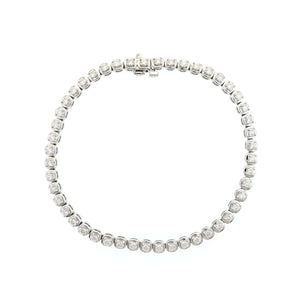 18K White Gold Illusion Bezel Round Diamond Tennis Bracelet