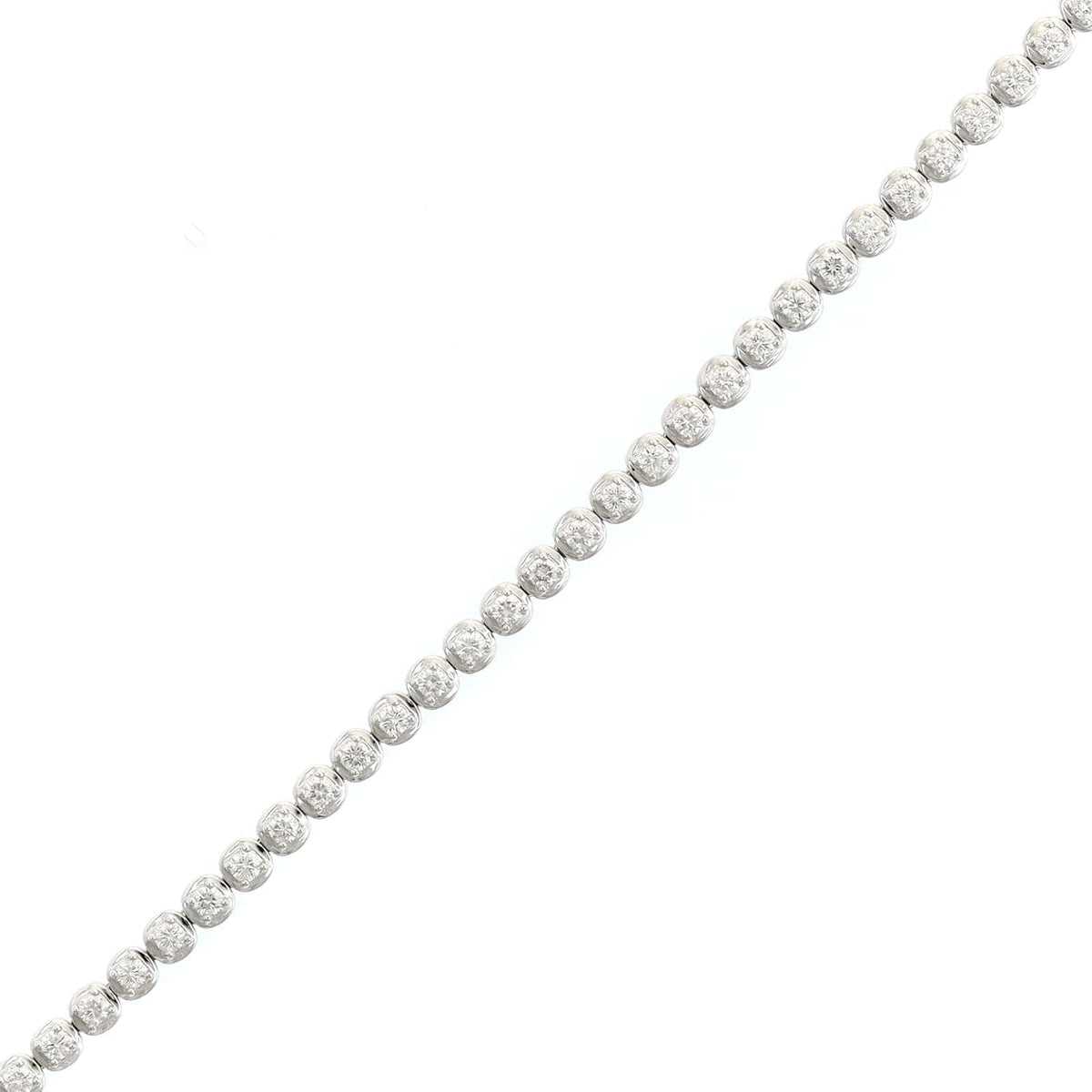 18K White Gold Illusion Bezel Round Diamond Tennis Bracelet
