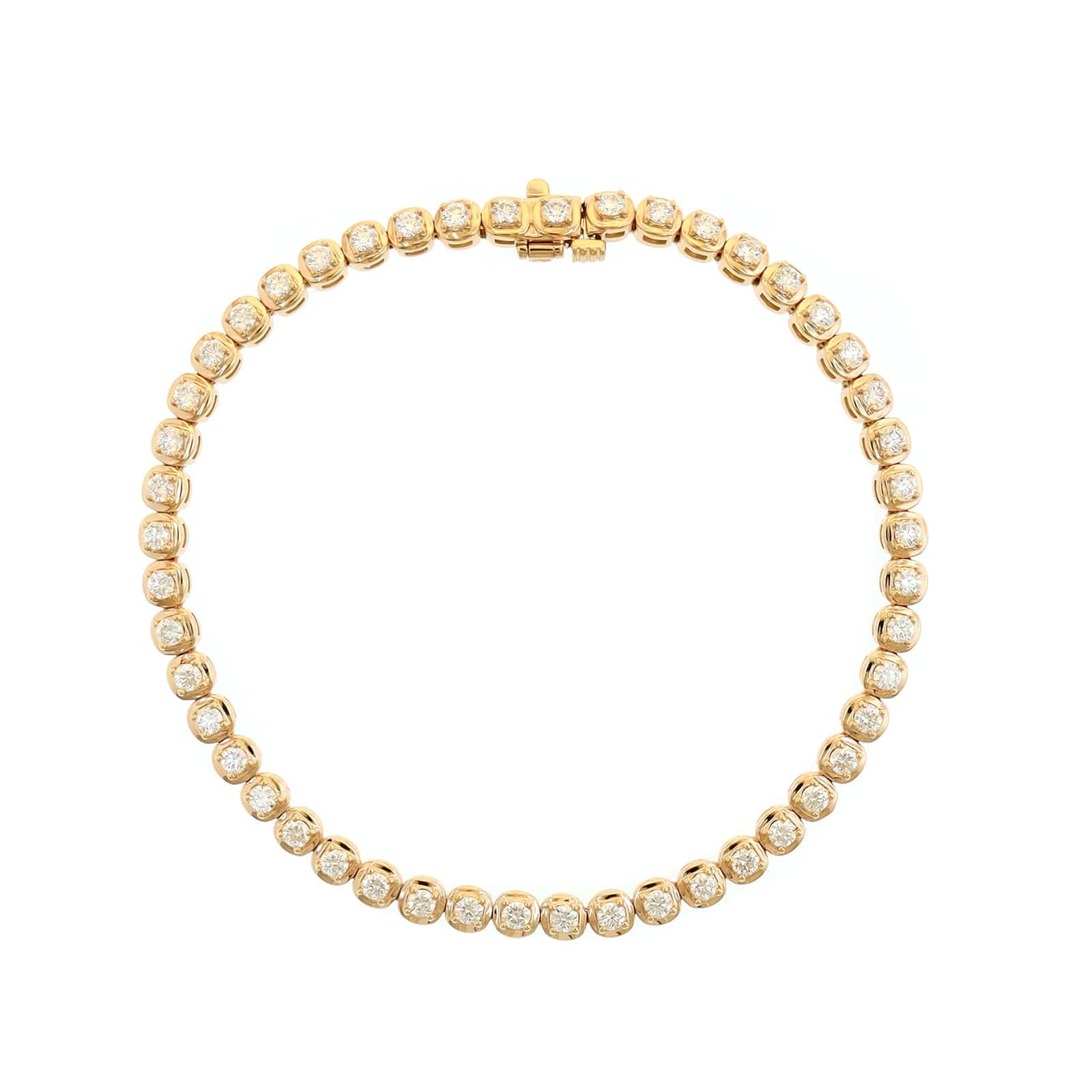 18K Rose Gold Illusion Bezel Round Diamond Tennis Bracelet
