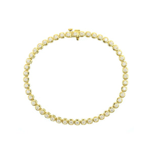 18K Yellow Gold Illusion Bezel Round Diamond Tennis Bracelet