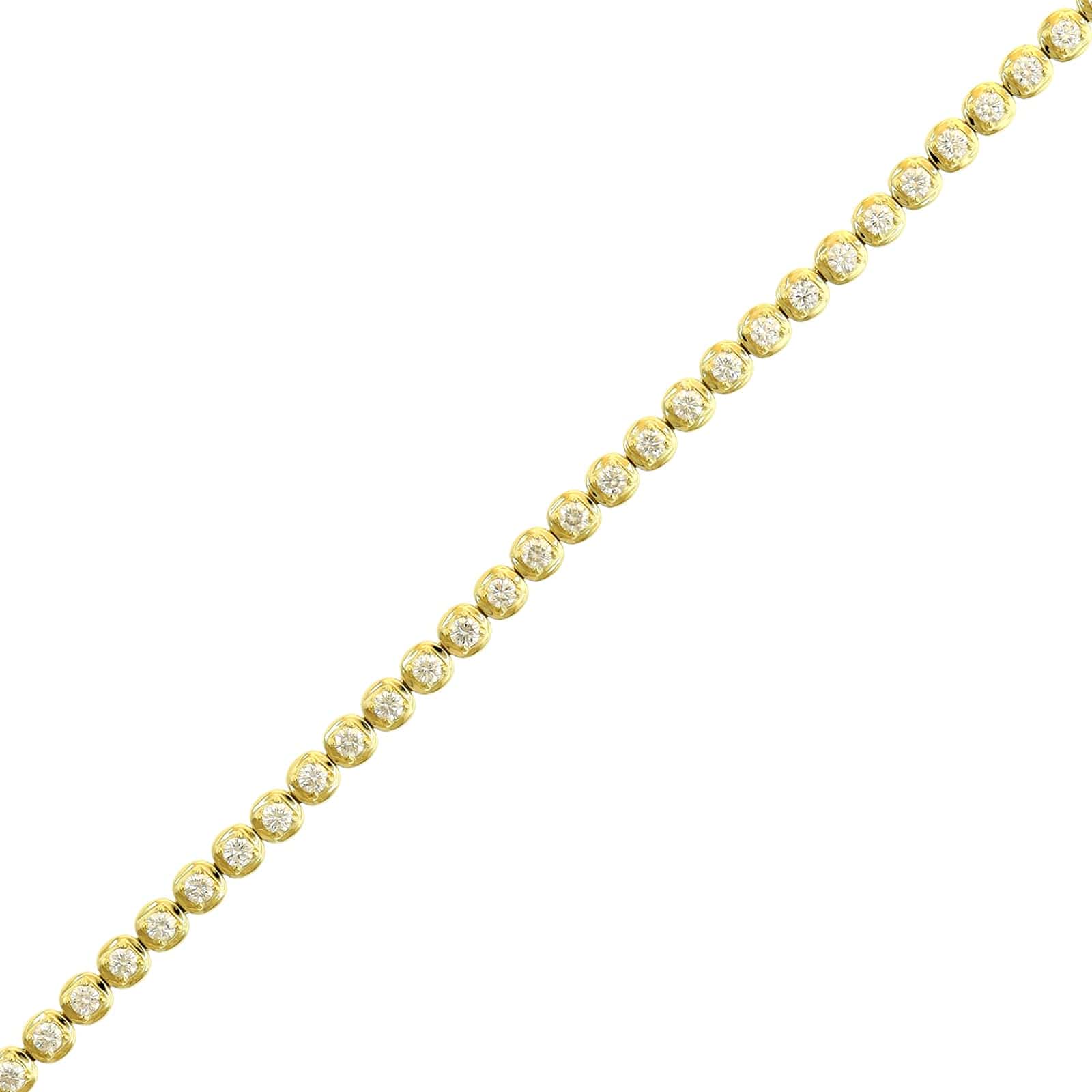 18K Yellow Gold Illusion Bezel Round Diamond Tennis Bracelet