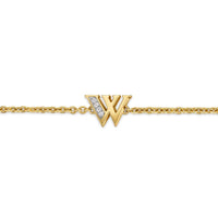 Petite Pavé Initial Chain Bracelet 18K Yellow Gold with Diamond W
