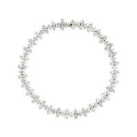 Etho Maria 18K White Gold Alternating Single and Double Diamond Pattern Bracelet