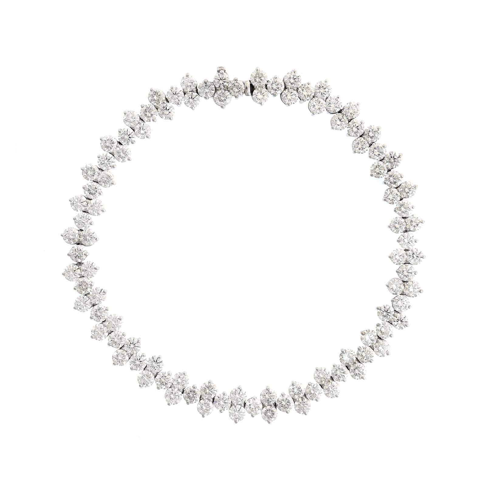 Etho Maria 18K White Gold Alternating Single and Double Diamond Pattern Bracelet