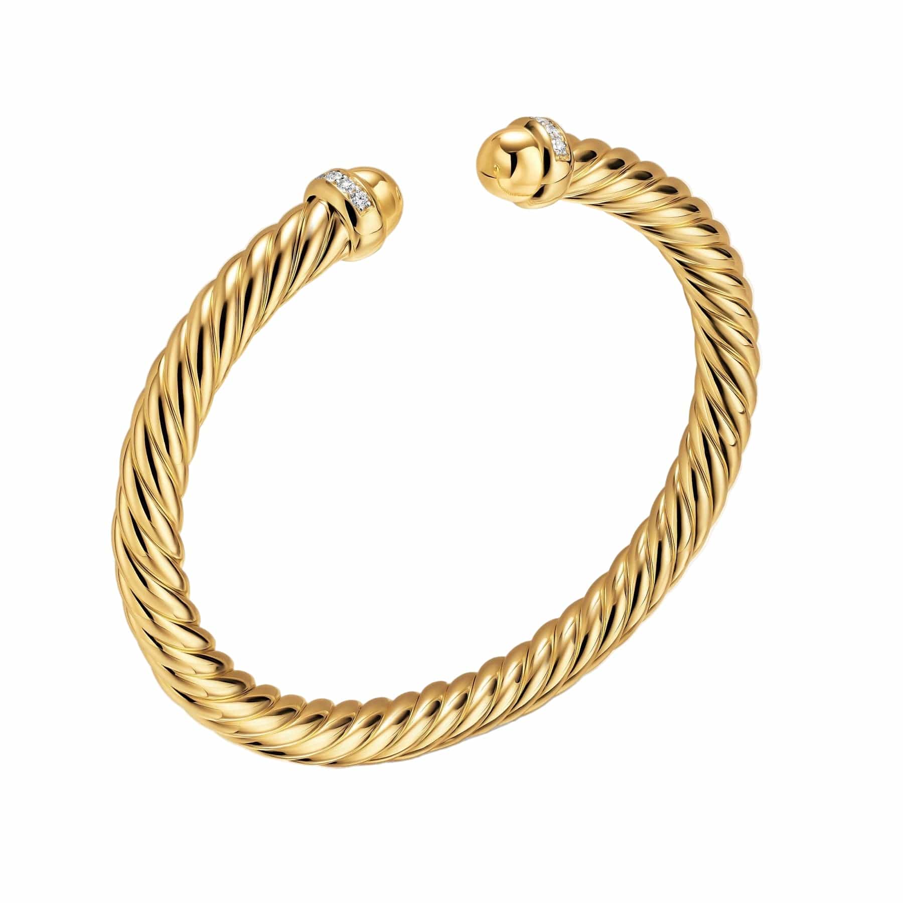 Cablespira® Flex Bracelet 18K Yellow Gold with Gold Domes and Diamonds, 6mm