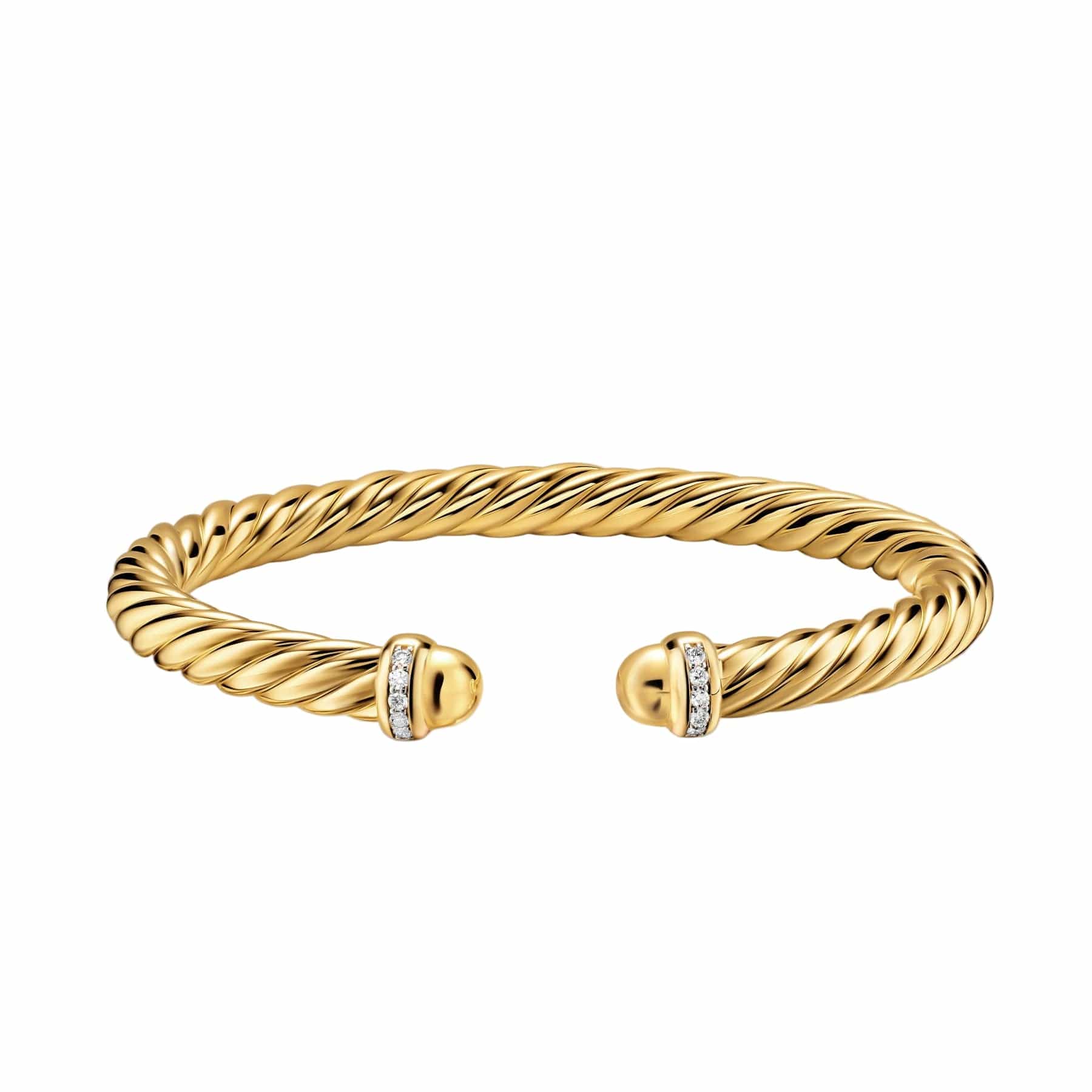 Cablespira® Flex Bracelet 18K Yellow Gold with Gold Domes and Diamonds, 6mm