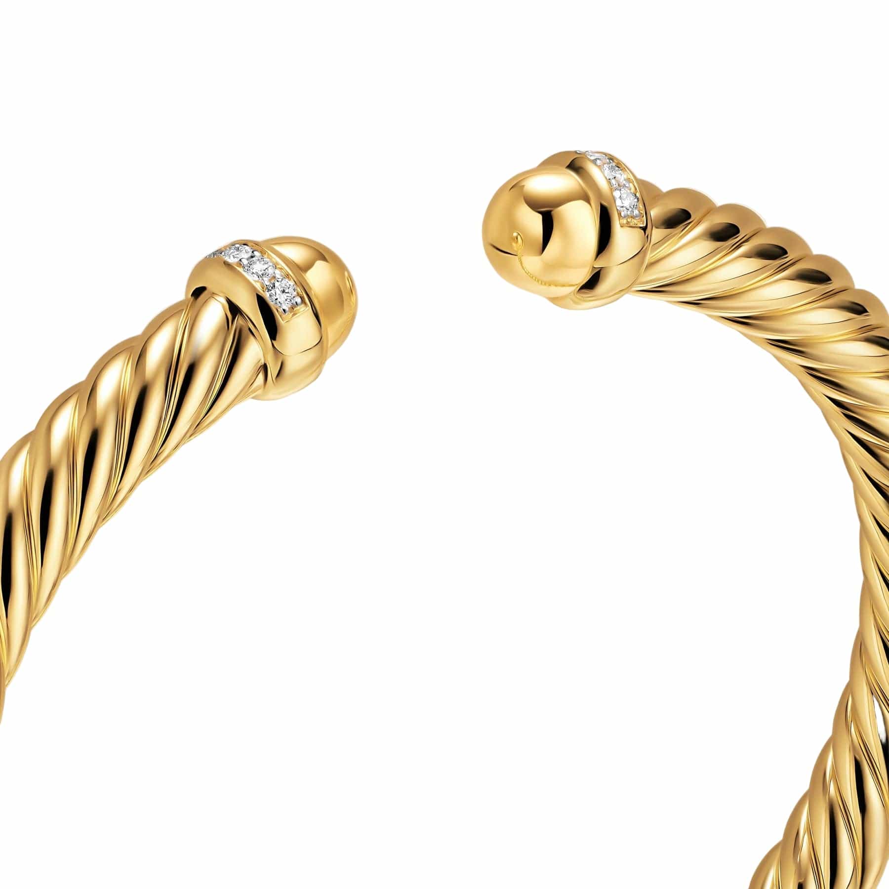 Cablespira® Flex Bracelet 18K Yellow Gold with Gold Domes and Diamonds, 6mm