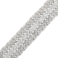 Eclat Jewels Platinum French Chevron Diamond Pattern Wide Bracelet