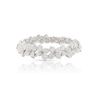 Pasquale Bruni 18K White Gold Pave Diamond Flower Bracelet