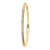 14K Yellow Gold Ribbed Diamond Clover Bracelet