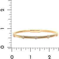 14K Yellow Gold Ribbed Diamond Clover Bracelet