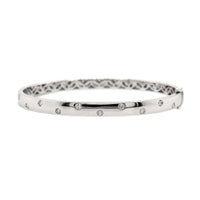 14K White Gold Burnished Set Diamond Bangle Bracelet