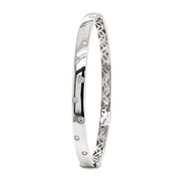 14K White Gold Burnished Set Diamond Bangle Bracelet