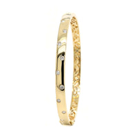 14K Yellow Gold Burnished Set Diamond Bangle Bracelet