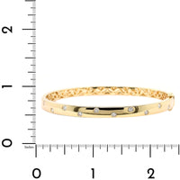 14K Yellow Gold Burnished Set Diamond Bangle Bracelet