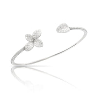 Pasquale Bruni 18K White Gold Pave Diamond Giardini Petite Flower Cuff Bracelet
