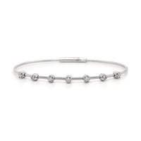 18K White Gold Diamond Ribbed Wire Flex Bangle Bracelet