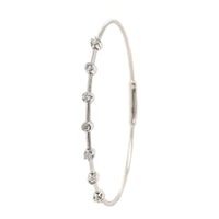 18K White Gold Diamond Ribbed Wire Flex Bangle Bracelet