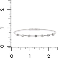 18K White Gold Diamond Ribbed Wire Flex Bangle Bracelet