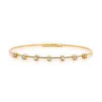 18K Yellow Gold Diamond Ribbed Wire Flex Bangle Bracelet