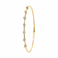 18K Yellow Gold Diamond Ribbed Wire Flex Bangle Bracelet