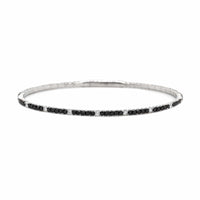 18K White Gold Thin White and Black Diamond Flex Bangle Bracelet