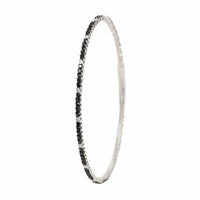 18K White Gold Thin White and Black Diamond Flex Bangle Bracelet