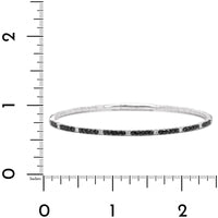 18K White Gold Thin White and Black Diamond Flex Bangle Bracelet
