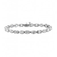 18K White Gold Multi Shaped Diamond Tennis Bracelet