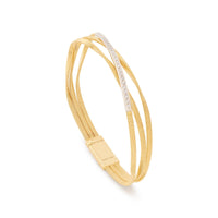 Marco Bicego 18K Yellow and White Gold Marrakech 3 Strand Diamond Coil Bracelet