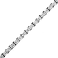 18K White Gold Emerald Cut Diamond Tennis Bracelet