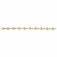 Leo Pizzo 18K Yellow Gold Pave Diamond Flower Station Bracelet