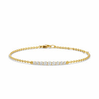 Petite Pavé Tapered Bar Chain Bracelet 18K Yellow Gold with Diamonds, 1.5mm