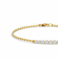 Petite Pavé Tapered Bar Chain Bracelet 18K Yellow Gold with Diamonds, 1.5mm