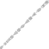 18K White Gold Mixed Shaped Diamond Tennis Bracelet