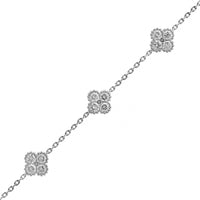 14K White Gold 5 Station Diamond Quatrefoil Motif Bracelet