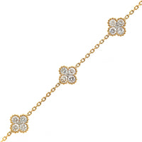 14K Yellow Gold 5 Station Diamond Quatrefoil Motif Bracelet