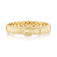 Harwell Godfrey 18K Yellow Gold Diamond Major Buckle Bangle