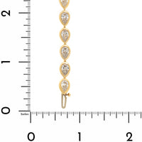 18K Yellow Gold Bezel Set Pear Shaped Diamond Tennis Bracelet