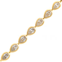 18K Yellow Gold Bezel Set Pear Shaped Diamond Tennis Bracelet