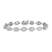 18K White Gold Multi Shaped Diamond Tennis Bracelet