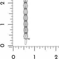 18K White Gold Emerald Cut Elizabeth Diamond Tennis Bracelet