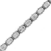 18K White Gold Emerald Cut Elizabeth Diamond Tennis Bracelet