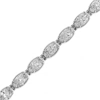 18K White Gold Moval Shaped Diamond Tennis Bracelet
