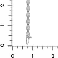 18K White Gold Moval Shaped Diamond Tennis Bracelet