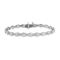 18K White Gold Moval Shaped Diamond Tennis Bracelet