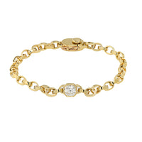 18K Yellow Gold Radiant Cut Diamond Linked Bracelet