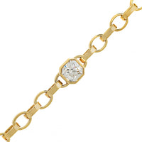 18K Yellow Gold Radiant Cut Diamond Linked Bracelet