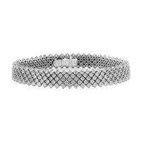 18K White Gold Multi Row Round Diamond Ribbon Bracelet