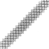 18K White Gold Multi Row Round Diamond Ribbon Bracelet
